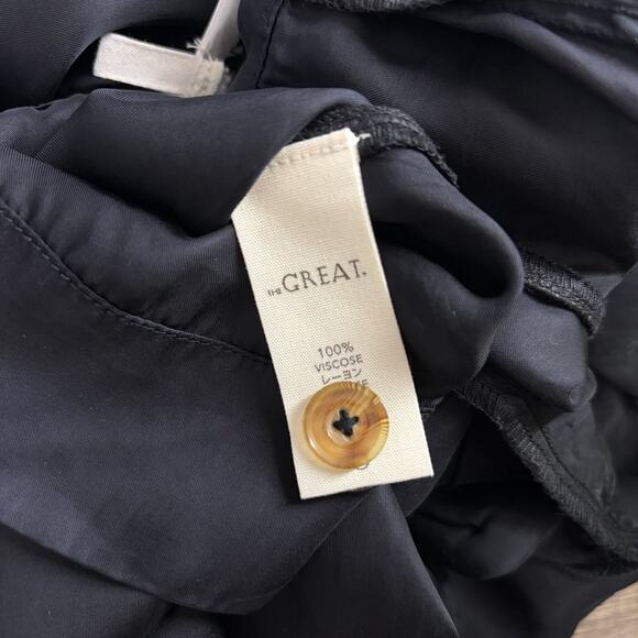 The GREAT. Size 28 Trouser Pants Black High Rise Womens Silky Pleated Pockets - Picture 8 of 8